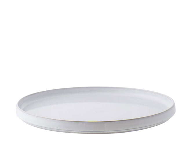 assiette plate en grès 26/2 cm — blanc — ¿adónde? collection CYLINDRES 2005 — stoneware dinner plate — white